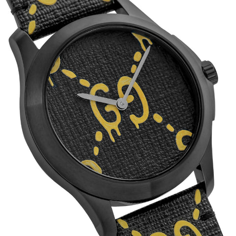 GUCCI YA1264019 G-Timeless Black Watch Stainless Steel Case Water Resistant Elegant Design 2-Year Warranty