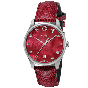 GUCCI YA1264041 G-Timeless Red Watch 2-Year Warranty Elegant Design Swiss Movement