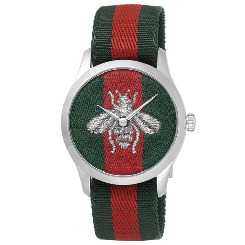GUCCI YA1264148 G-Timeless Green Stainless Steel Swiss Movement 2-Year Warranty Luxury Watch