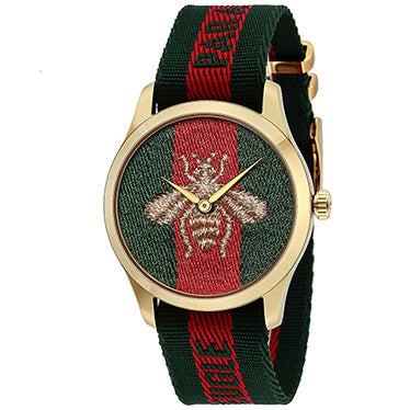 GUCCI YA126487A Watch - G-Timeless Green Watch 2-Year Warranty Swiss Movement Elegant Design