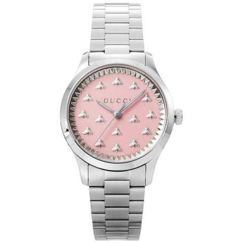 GUCCI YA1265033 G-Timeless Pink Dial Stainless Steel Case Swiss Movement 2-Year Warranty