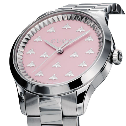 GUCCI YA1265033 G-Timeless Pink Dial Stainless Steel Case Swiss Movement 2-Year Warranty