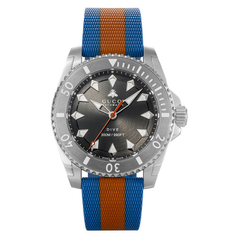 GUCCI YA136352 Dive 2-Year Warranty Gray Stainless Steel Water Resistant Elegant Design