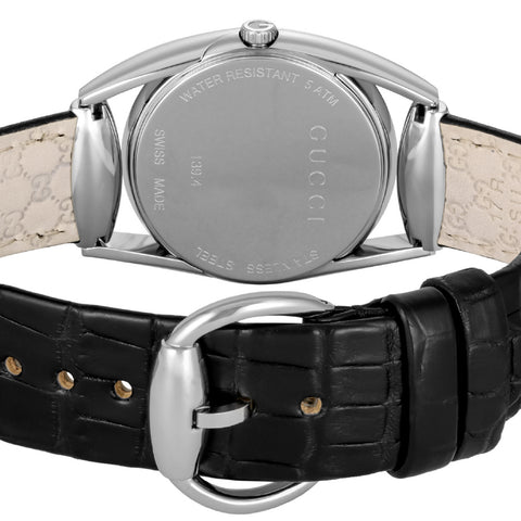GUCCI YA139403 Horsebit Design Black Stainless Steel Water Resistant 2-Year Warranty Luxury Watch