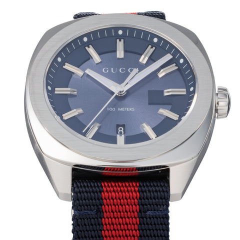 GUCCI YA142304 Navy Dial Stainless Steel Case Quartz Movement 2-Year Warranty Luxury Watch