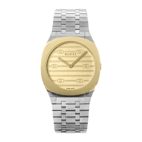 GUCCI YA163502 Elegant Gold Design 2-Year Warranty Swiss Movement Luxury Timepiece