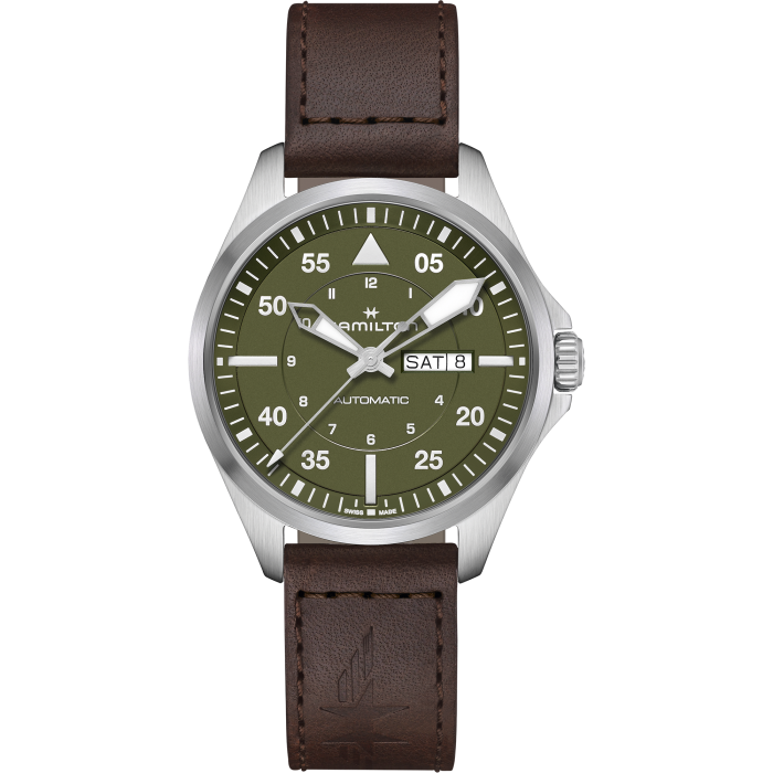 Hamilton H64635560 Watch - Khaki Aviation Pilot Day Date Auto