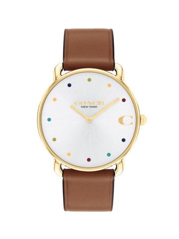 COACH 14504206 Watch - COACH ELLIOT 2-Year Warranty [Parallel Import] White Dial Brown Strap Watch