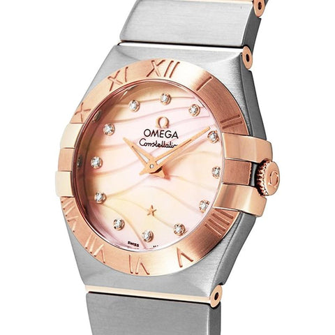 Omega Constellation Quartz Ladies' Watch with Metal Bracelet, Parallel Import, 5-Year Warranty, Model Number: 123.20.27.60.57.002