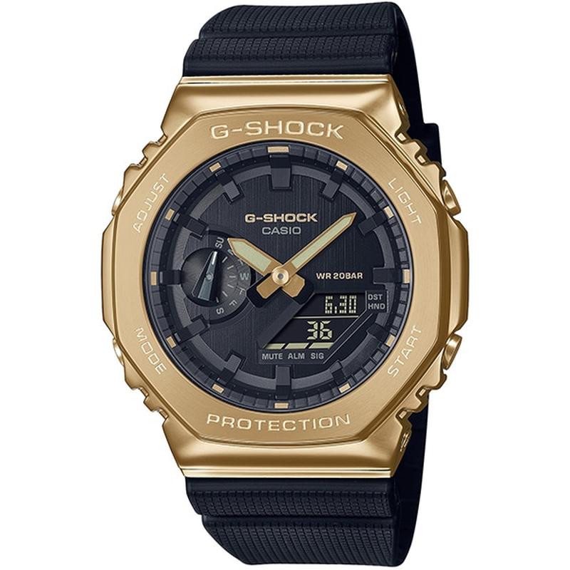 CASIO GM-2100G-1A9JF Watch - Men's G-SHOCK Black and Gold Model