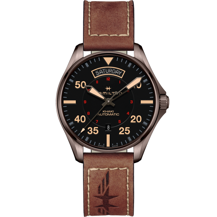 Hamilton H64605531 Watch - Khaki Aviation Day Date Auto