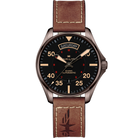 Hamilton H64605531 Watch - Khaki Aviation Day Date Auto