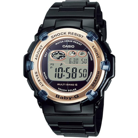 Casio Baby-G Women's Solar Radio Watch with 20 Bar Water Resistance and Rubber Band BGR-3003U-1JF