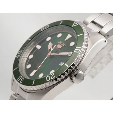 Seiko 5 Sports Automatic Watch SRPB93K1 - Green Bezel Dial - Men's Chronograph