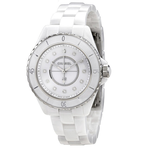 CHANEL H5703 Watch - Chanel J12 33mm White Ceramic Watch with 12P Diamonds - Luxury Timepiece