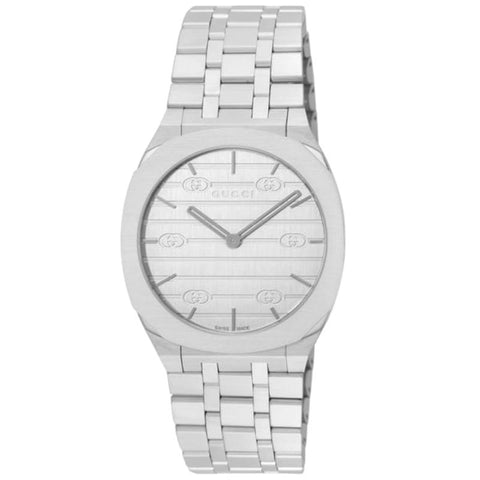 GUCCI Gucci 25H Silver Watch with 2-Year Warranty YA163402 [Parallel Import]