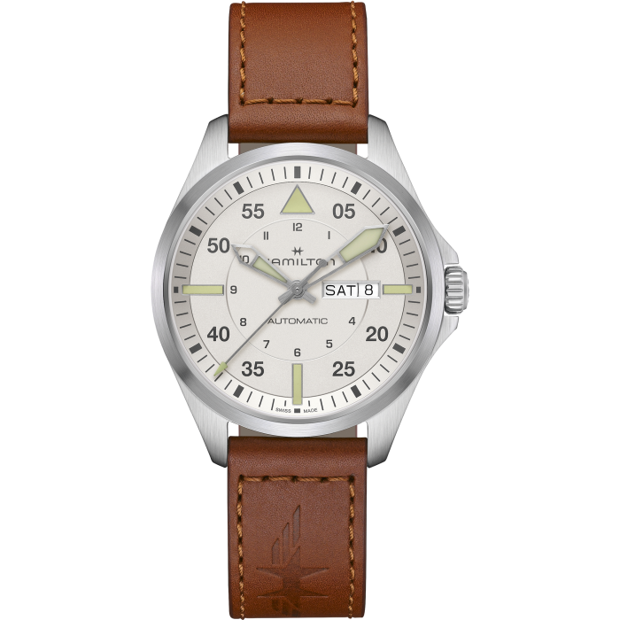 Hamilton H64635550 Watch - Khaki Aviation Pilot Day Date Auto