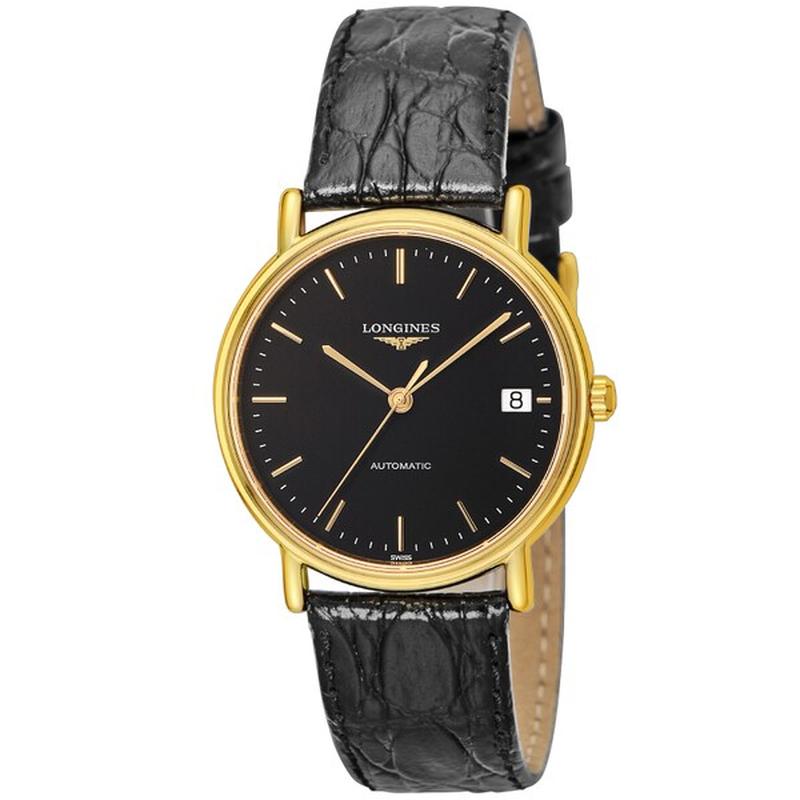 Longines L4.821.2.52.2 Watch - Presense 5-Year Warranty Black (Bezel: Gold) [Parallel Import]