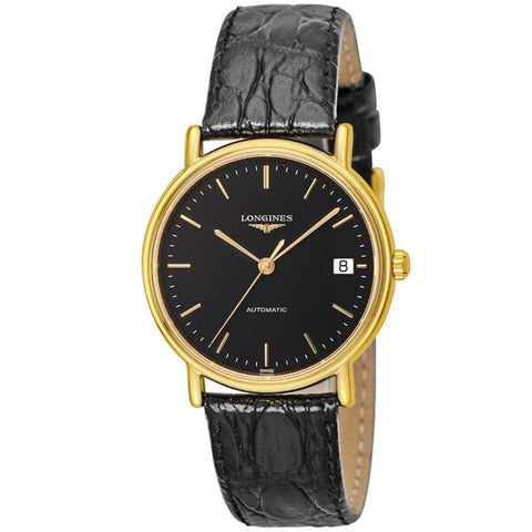 Longines L4.821.2.52.2 Watch - Presense 5-Year Warranty Black (Bezel: Gold) [Parallel Import]