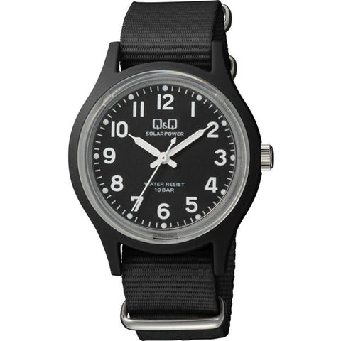 CITIZEN E05A-001VK Watch - Q&Q Nano Analog Solar Watch with 10 ATM Water Resistance and Nylon Strap
