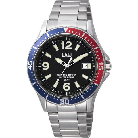 CITIZEN A24A-002PK Watch - Q&Q Women's Analog Watch with Metal Band, 10-Year Battery Life, Water Resistant & Date Display