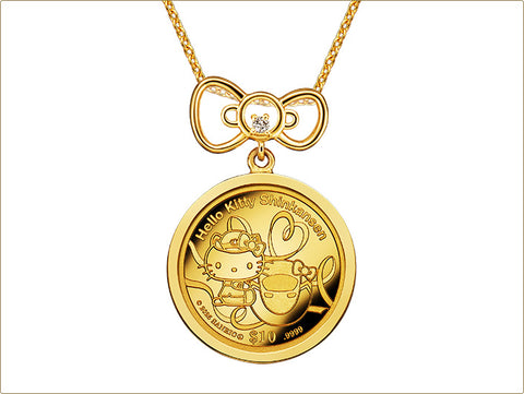 Hello Kitty x Shinkansen Pure Gold Coin Pendant Collaboration
