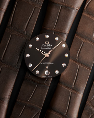 OMEGA 131.28.36.20.63.001 CONSTELLATION 36 mm, steel ‑ Sedna™ gold on leather strap