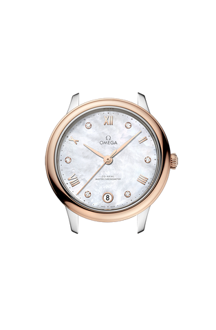 OMEGA 434.23.34.20.55.001 DE VILLE PRESTIGE 34 mm, steel ‑ Sedna™ gold on leather stra