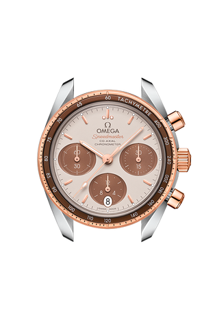 OMEGA 324.23.38.50.02.002 SPEEDMASTER 38 38 mm, steel ‑ Sedna™ gold on leather strap