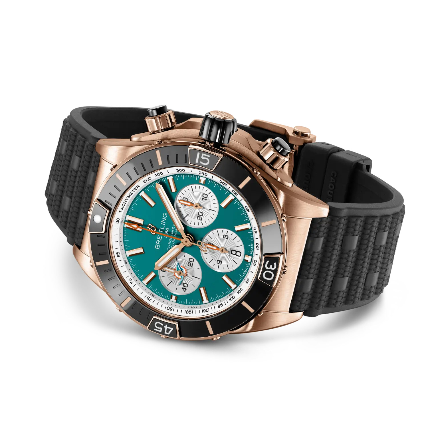 Breitling RB01366A1L2S1 Watch - Super Chronomat B01 Chronograph 44 NFL Miami Dolphins (Image 3)