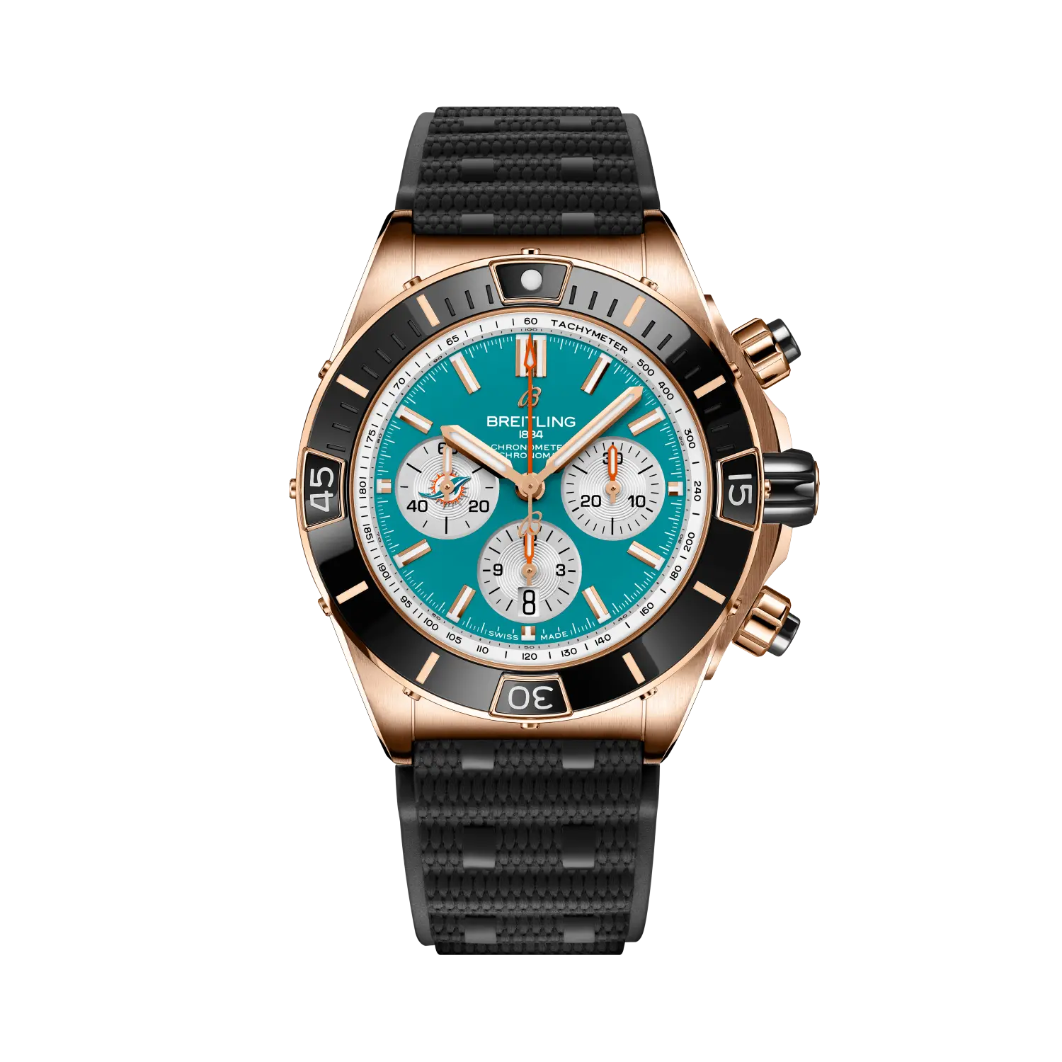 Breitling RB01366A1L2S1 Watch - Super Chronomat B01 Chronograph 44 NFL Miami Dolphins