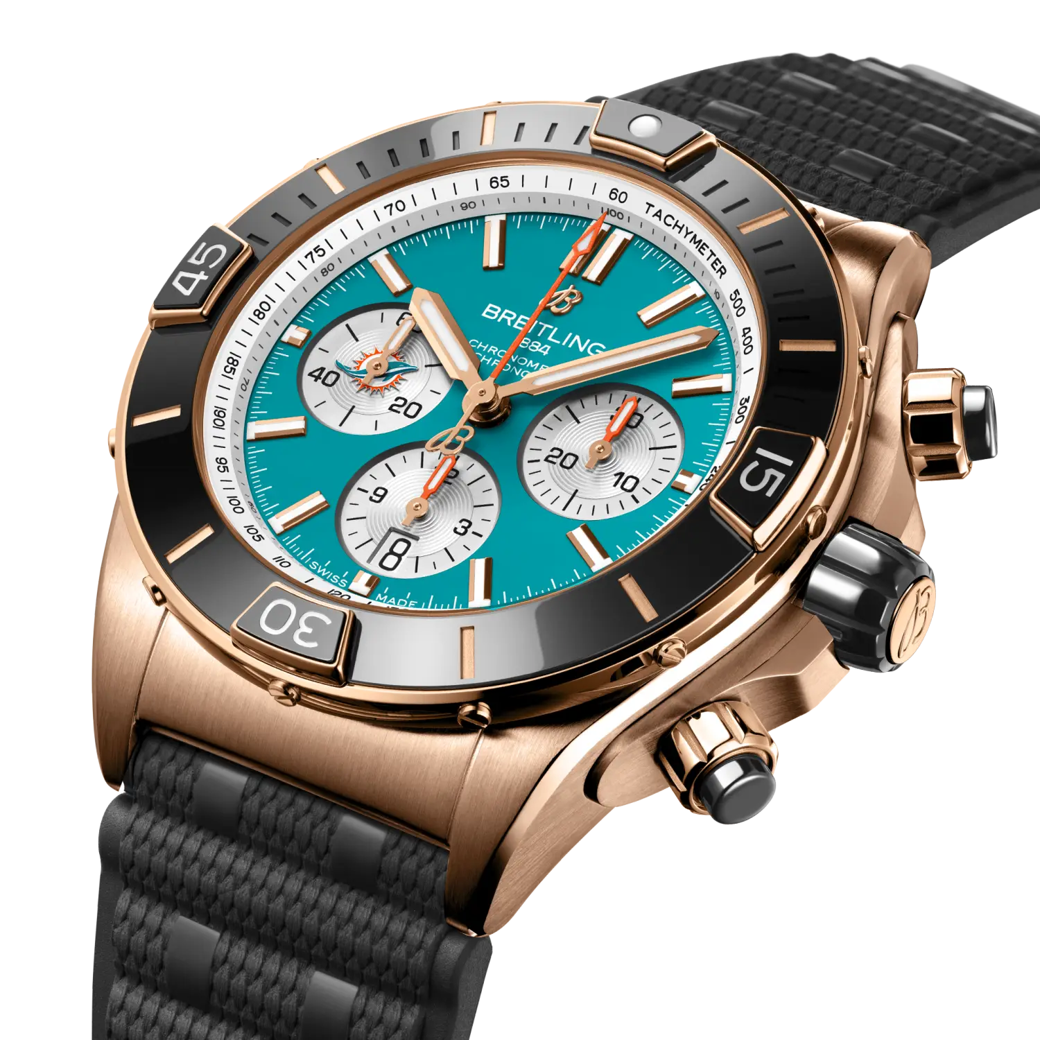 Breitling RB01366A1L2S1 Watch - Super Chronomat B01 Chronograph 44 NFL Miami Dolphins (Image 2)