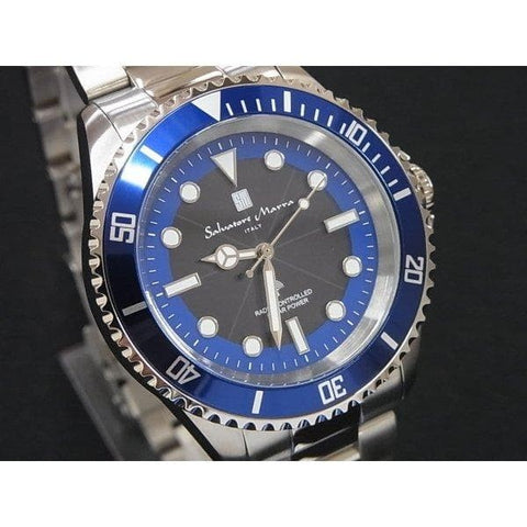 Salvatore Marra SM22110-SSBL Elegant Stainless Steel Design Quartz Movement Water Resistant Stylish Timepiece