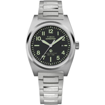 TIMEX TW2Y18300 Expedition Capstone 1-Year Warranty TIMEX Silver × Black - Genuine Product with Durable Design and Style