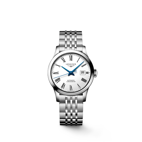 LONGINES Record L2.321.4.11.6 Automatic 30mm Stainless Steel White Dial Chronometer Watch