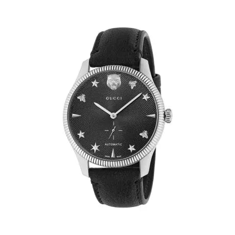 GUCCI YA126365 G Timeless Black Watch with 2 Year Warranty, Elegant Design, Swiss Quartz Movement, and Water Resistance