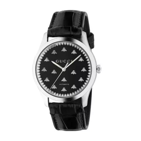 GUCCI YA126380 G Timeless Black Watch with 2 Year Warranty, Elegant Design, Swiss Quartz Movement, and Water Resistance